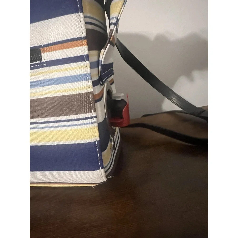 Primeware Insulated Wine Purse Tote Striped‎ Navy Yellow Bottle Carrier Bag NWT